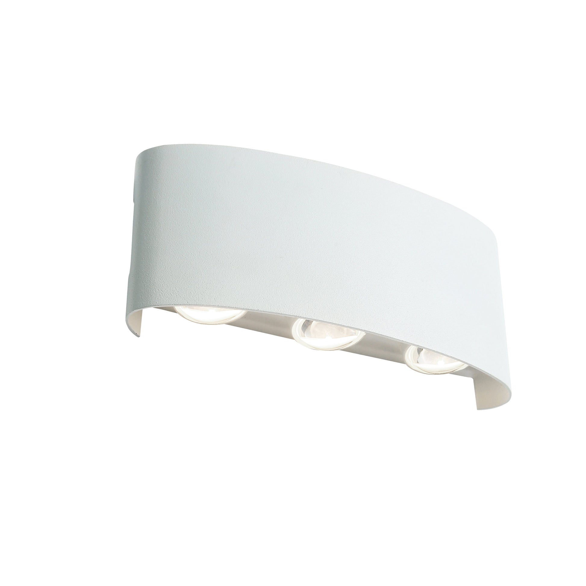 "Sandblæst hvid Ortelo 6W LED væglampe til udendørs brug, elegant alu-design med opad- og nedadrettet lys, IP65-klassificeret