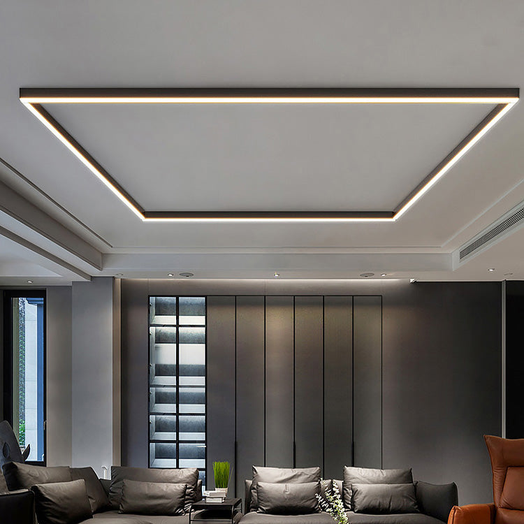 "Skandinavisk LED-loftslampe i moderne design med lysende aluminiums- og akrylelementer til stue eller kontor."
