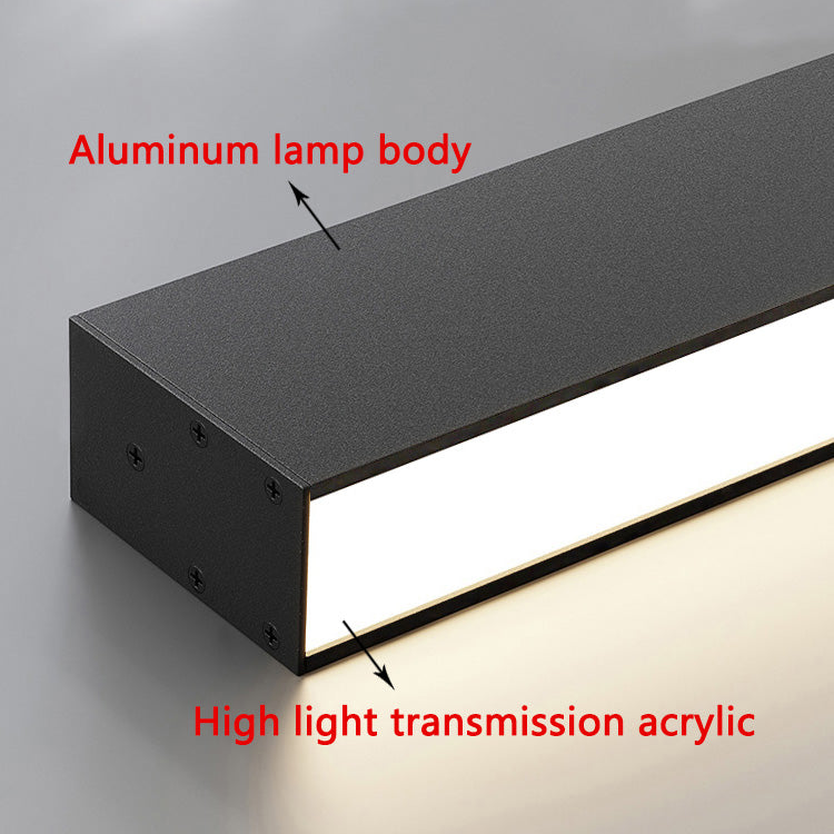 "Skandinavisk LED-loftslampe i moderne design med lysende aluminiums- og akrylelementer til stue eller kontor."