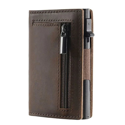 "Slank RFID-pung i carbon-sort med avanceret NFC-blokering, slank, holdbar, sikker til daglig brug og stilfuld accessory."