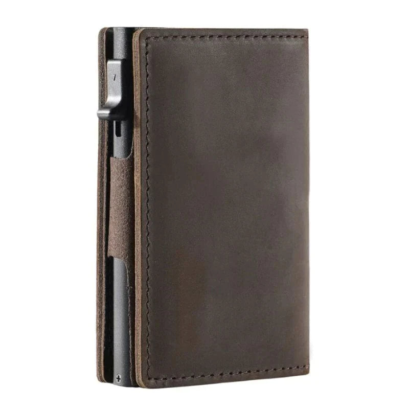 "Slank RFID-pung i carbon-sort med avanceret NFC-blokering, slank, holdbar, sikker til daglig brug og stilfuld accessory."