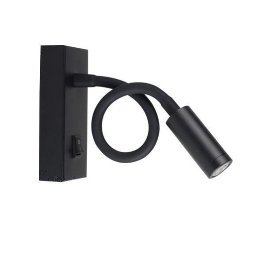 "Sort LED væglampe med justerbar retning, elegant design, indbygget LED lyskilde, ideel som læselampe i boligindretning"