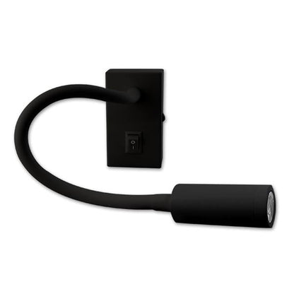 "Sort LED væglampe med justerbar retning, elegant design, indbygget LED lyskilde, ideel som læselampe i boligindretning"