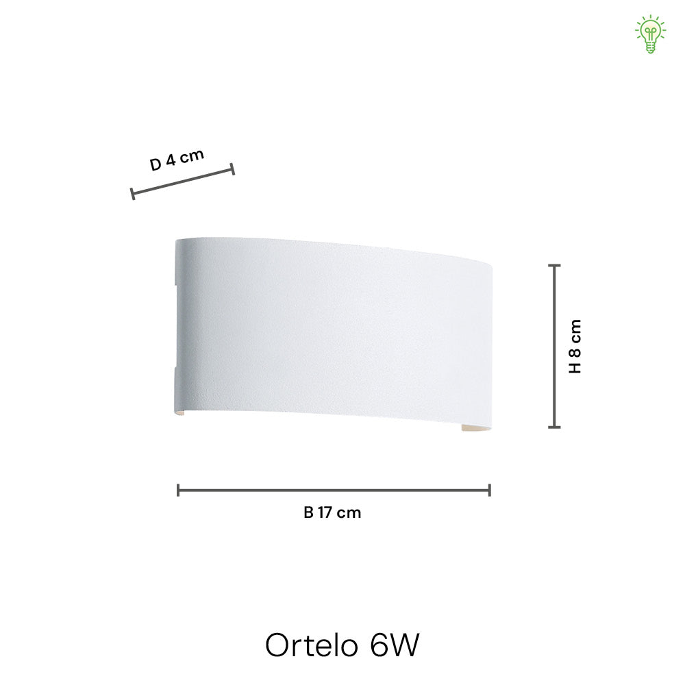 "Sort Ortelo væglampe af aluminium med LED, op- og nedad lys, IP65, moderne design til udendørs brug."