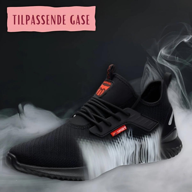 "Sorte, skridsikre sikkerhedssko med åndbart design og hård tåbeskyttelse for komfort og sikkerhed"