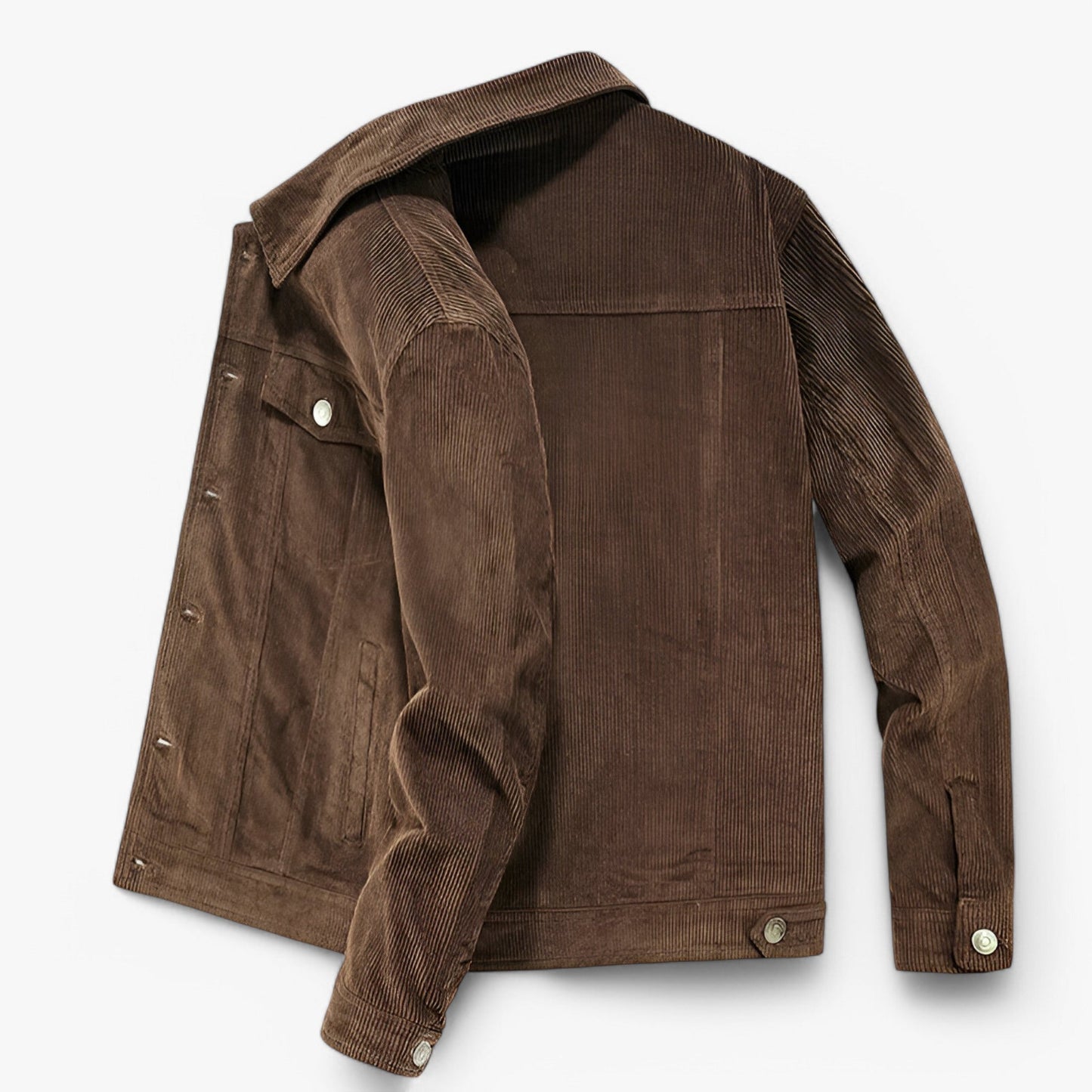 Stilfuld fløjlsjakke med knaplukning og elegante lommedetaljer, perfekt til herremode og giver en sofistikeret stil.