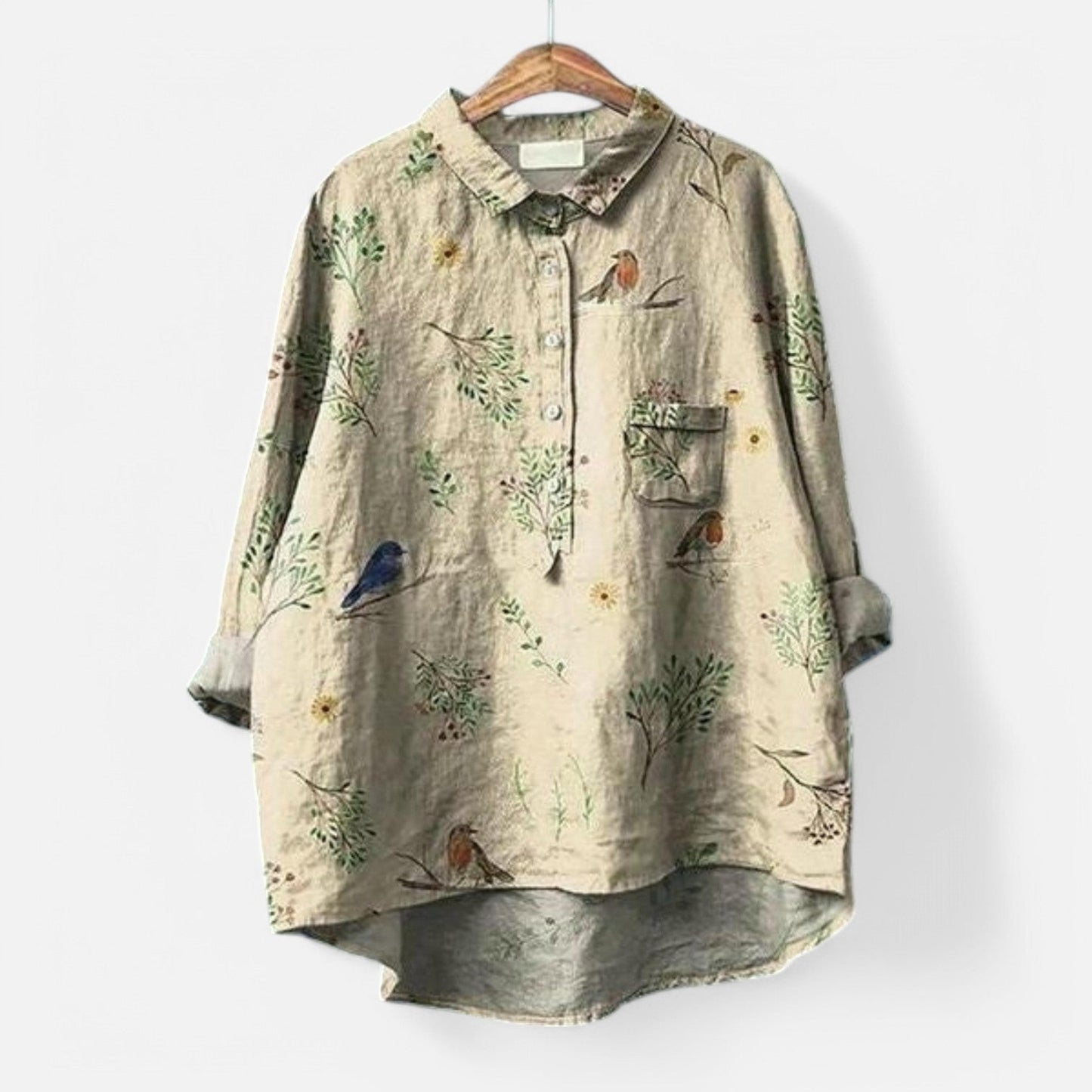 "Stilfuld løs pasform blomstret bluse til kvinder med elegante detaljer, perfekt til hverdags- og festlige lejligheder."