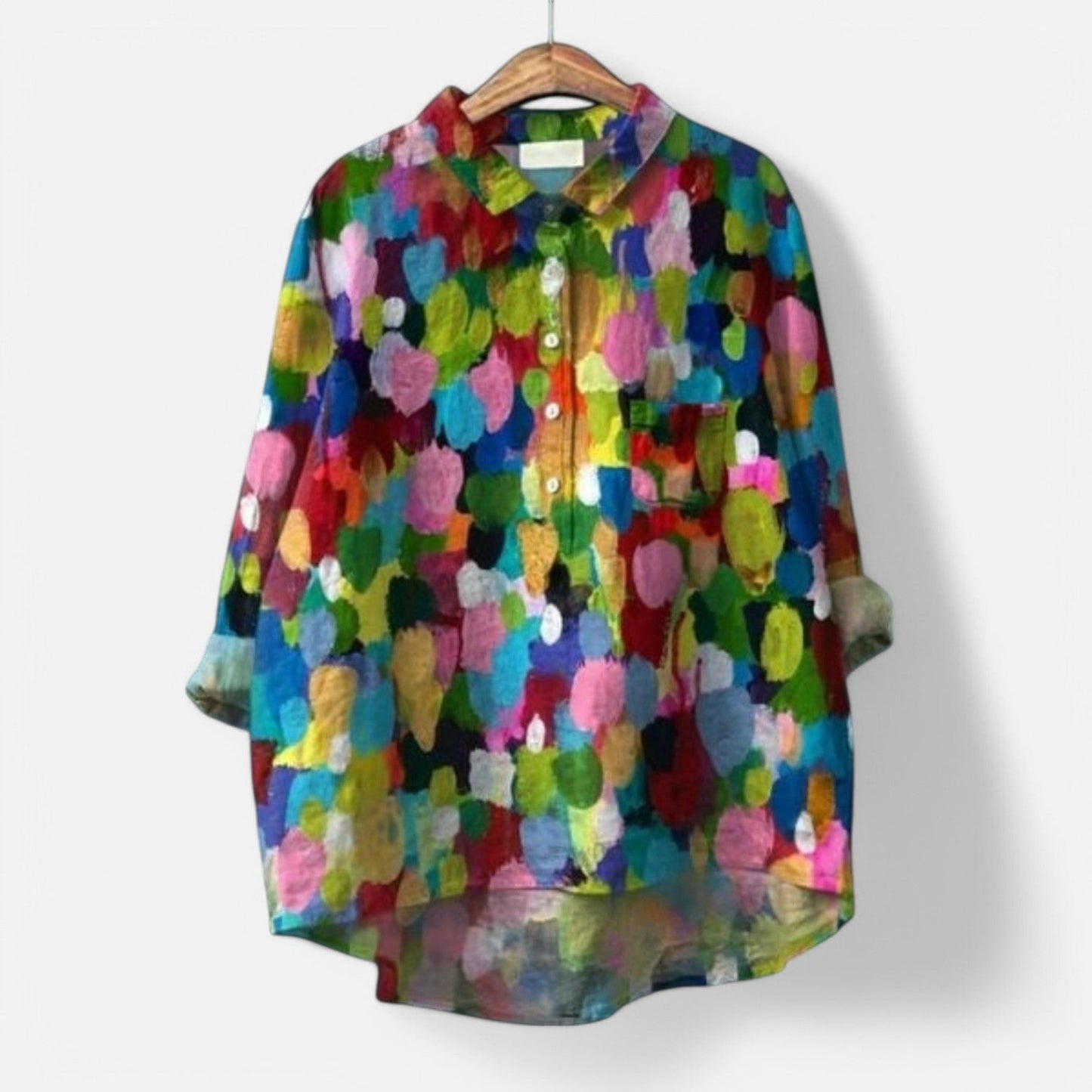 "Stilfuld løs pasform blomstret bluse til kvinder med elegante detaljer, perfekt til hverdags- og festlige lejligheder."