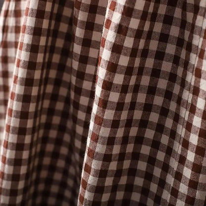 "Stilfulde gingham wide-leg bukser i retro ternet design, bomuldsblanding, afslappet pasform, elastisk talje, beige/hvid"