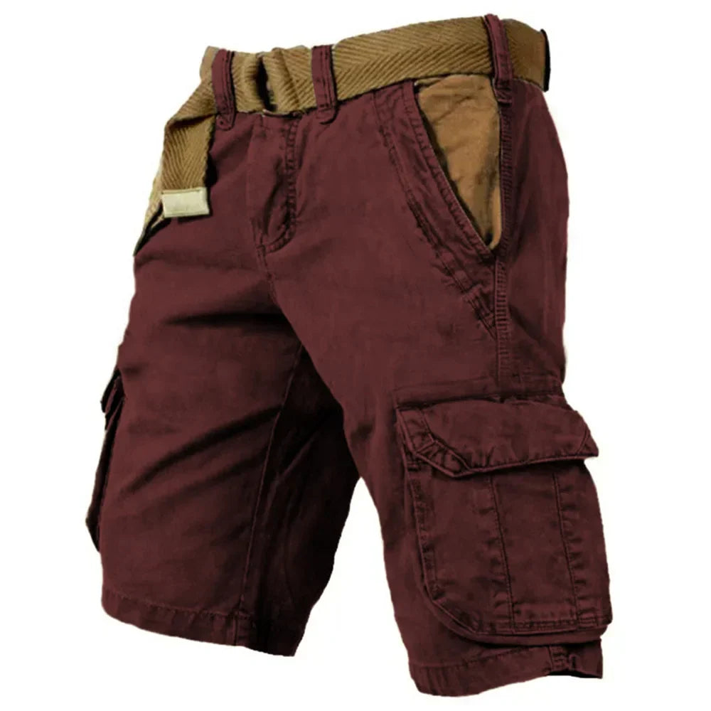 Stilfulde herre cargo shorts i 100% bomuld, klassisk design, beige, med rummelige lommer, perfekt til sommerens eventyr.