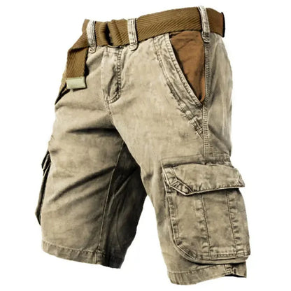 Stilfulde herre cargo shorts i 100% bomuld, klassisk design, beige, med rummelige lommer, perfekt til sommerens eventyr.