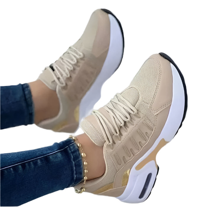 "Stilfulde ortopædiske sko med stødabsorberende sål og ergonomisk design, perfekte til kvinder i bevægelse."