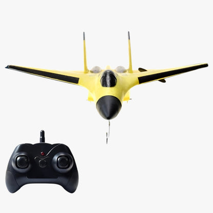 "Svævende RC-fly med slank konstruktion og iøjnefaldende LED-lys, perfekt som børnelegetøj til actionfyldte eventyr."