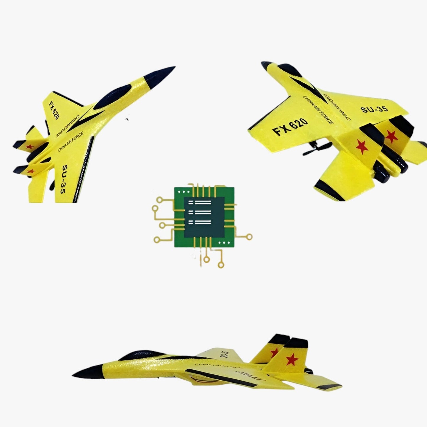 "Svævende RC-fly med slank konstruktion og iøjnefaldende LED-lys, perfekt som børnelegetøj til actionfyldte eventyr."