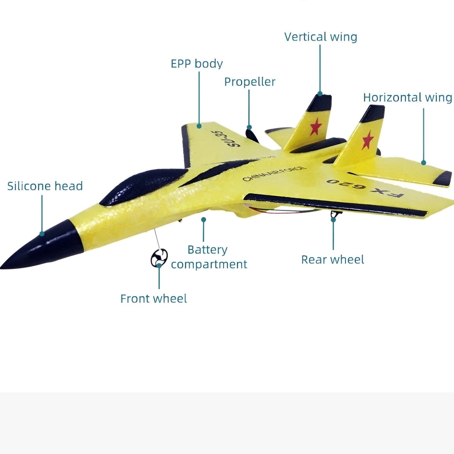 "Svævende RC-fly med slank konstruktion og iøjnefaldende LED-lys, perfekt som børnelegetøj til actionfyldte eventyr."
