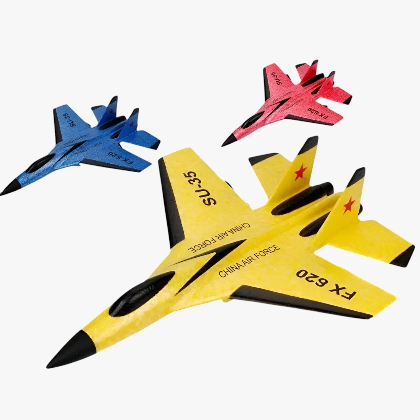 "Svævende RC-fly med slank konstruktion og iøjnefaldende LED-lys, perfekt som børnelegetøj til actionfyldte eventyr."