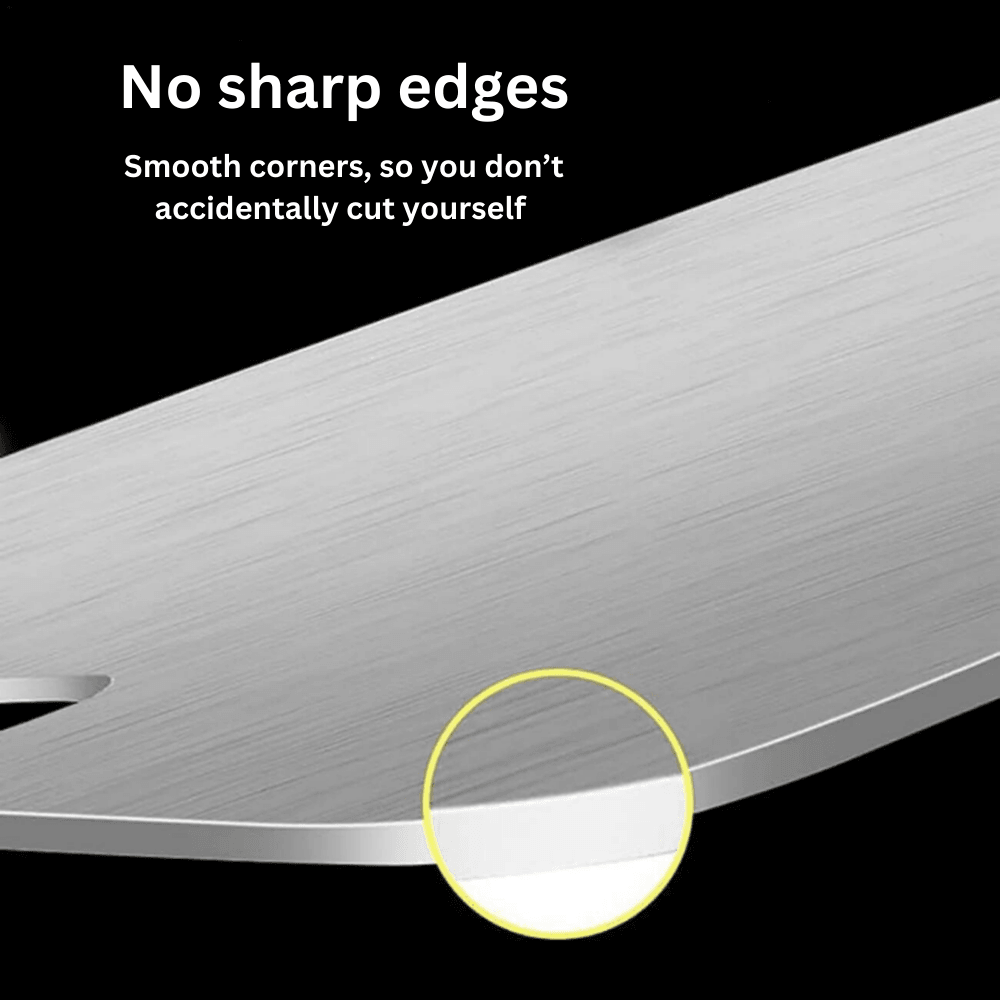 "Titanium skærebræt, medicinsk kvalitet, holdbar sølv overflade, afrundede kanter, letvægt, hygiejnisk til køkkenet"