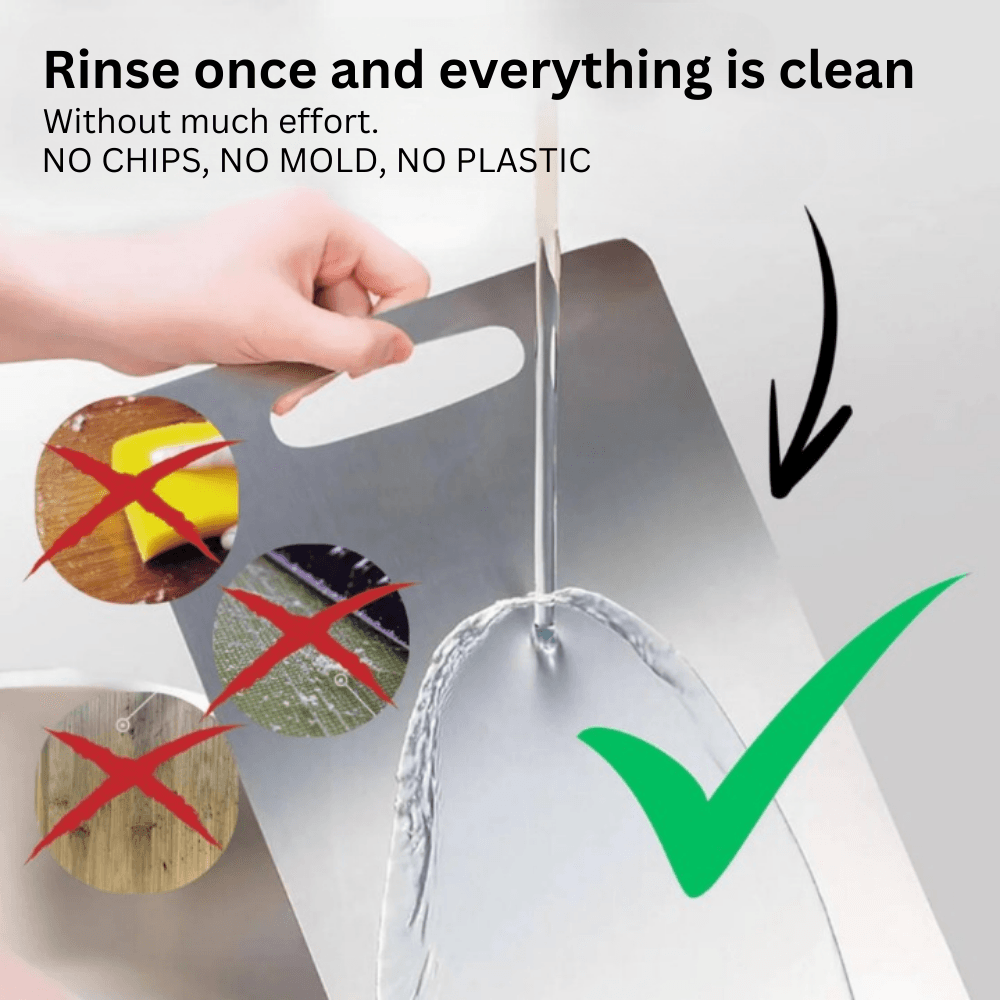 "Titanium skærebræt, medicinsk kvalitet, holdbar sølv overflade, afrundede kanter, letvægt, hygiejnisk til køkkenet"