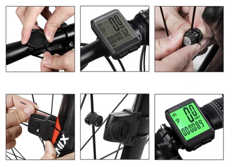 "Trådløs vandtæt cykelcomputer med klar baggrundsbelyst LCD-skærm, ideel til realtids performance tracking på cykler."