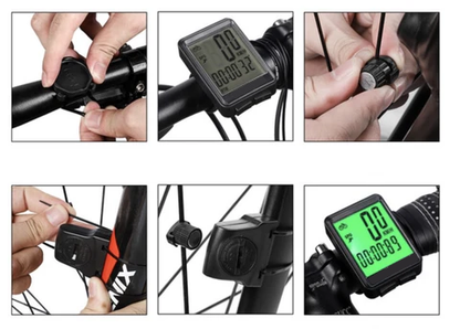 "Trådløs vandtæt cykelcomputer med klar baggrundsbelyst LCD-skærm, ideel til realtids performance tracking på cykler."