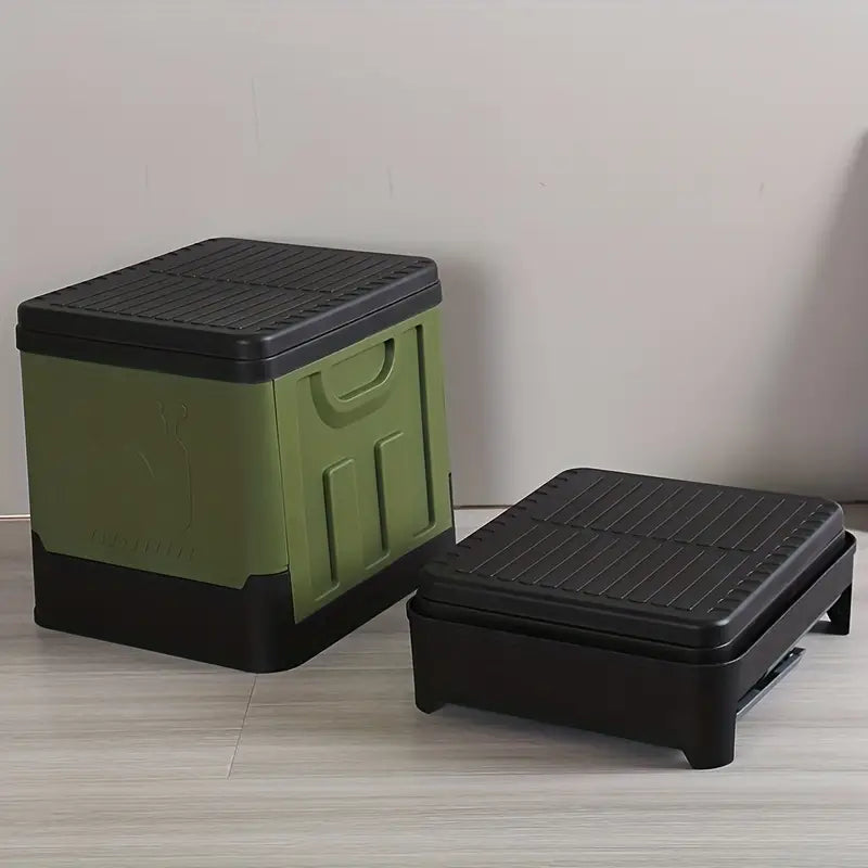 "Transportabelt foldbart campingtoilet i grå, letvægts design til camping og festivaler med kapacitet på 150 kg."