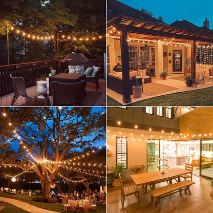 "TwinkleTrail udendørs lyskæder med vandtætte LED-lys, velegnet til have, der skaber varm og indbydende atmosfære."