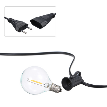 "TwinkleTrail udendørs lyskæder med vandtætte LED-lys, velegnet til have, der skaber varm og indbydende atmosfære."