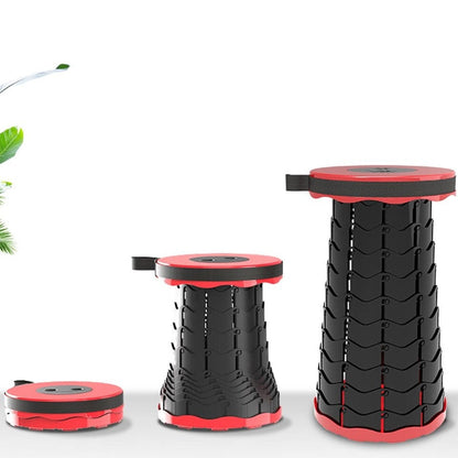 "Udtrækkelig skammel i nylon, justerbar 44 cm, letvægt 0,9 kg, sort, blå, gul, rød, grå, perfekt til udendørs brug."