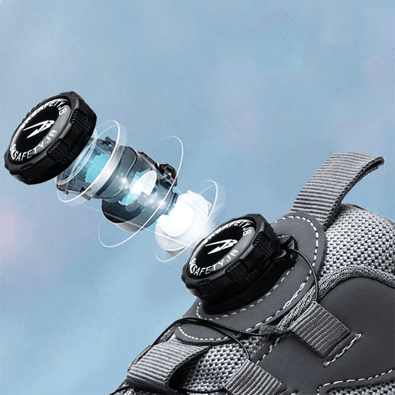 "Unisex letvægts sikkerhedssko uden snørebånd, sorte med skridsikker sål og ståltåkappe, moderne arbejdssko"