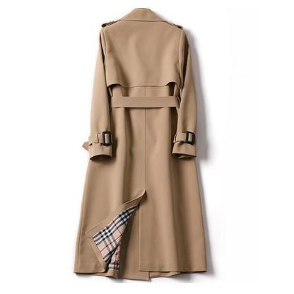 "Vandafvisende trenchcoat med justerbar pasform, klassisk design i beige, perfekt til alsidigt og elegant herrelook."