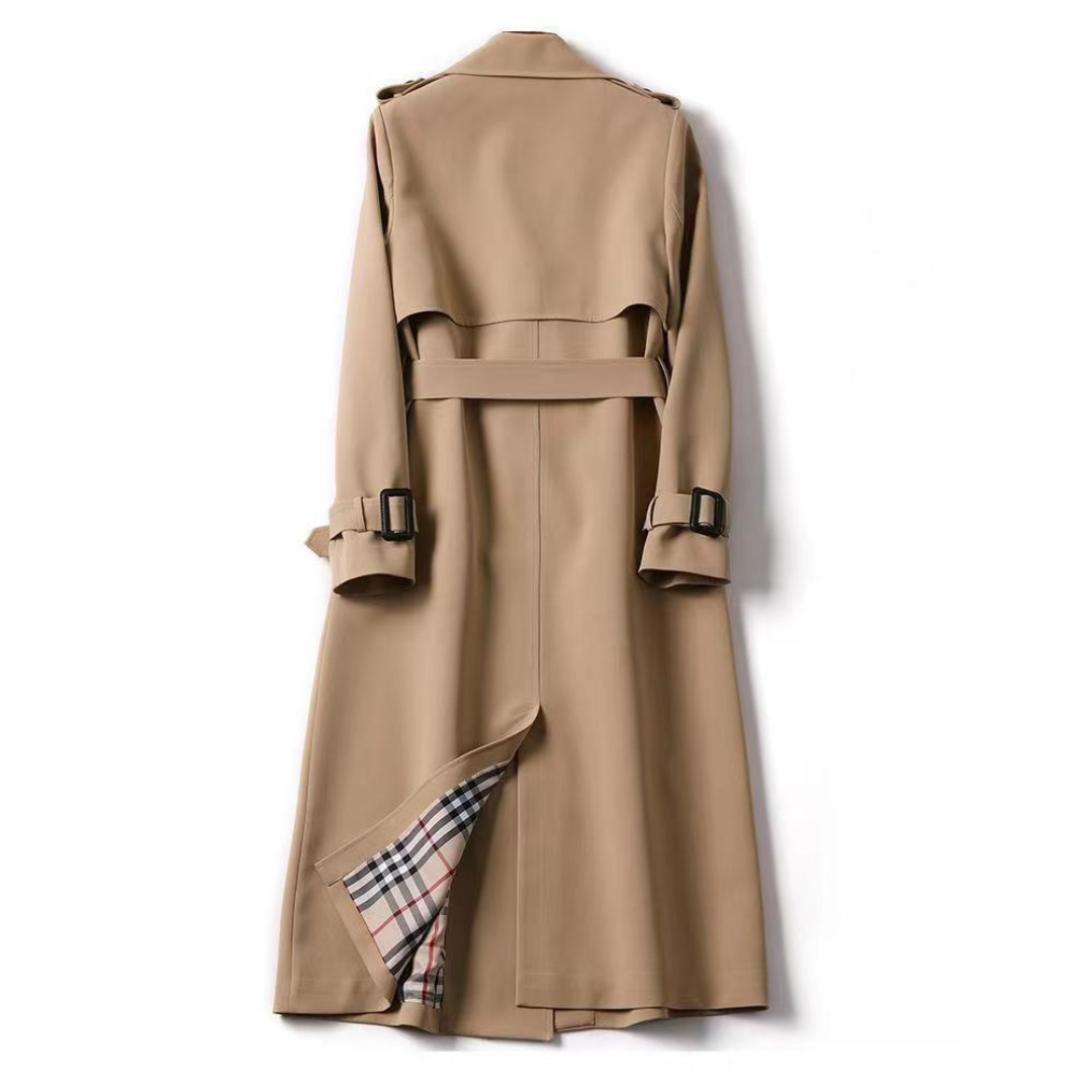 "Vandafvisende trenchcoat med justerbar pasform, klassisk design i beige, perfekt til alsidigt og elegant herrelook."