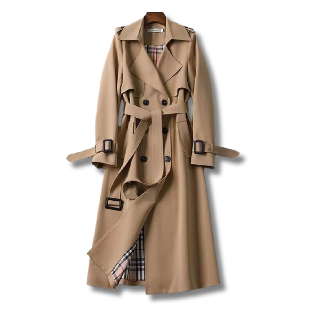 "Vandafvisende trenchcoat med justerbar pasform, klassisk design i beige, perfekt til alsidigt og elegant herrelook."