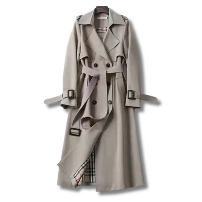 "Vandafvisende trenchcoat med justerbar pasform, klassisk design i beige, perfekt til alsidigt og elegant herrelook."
