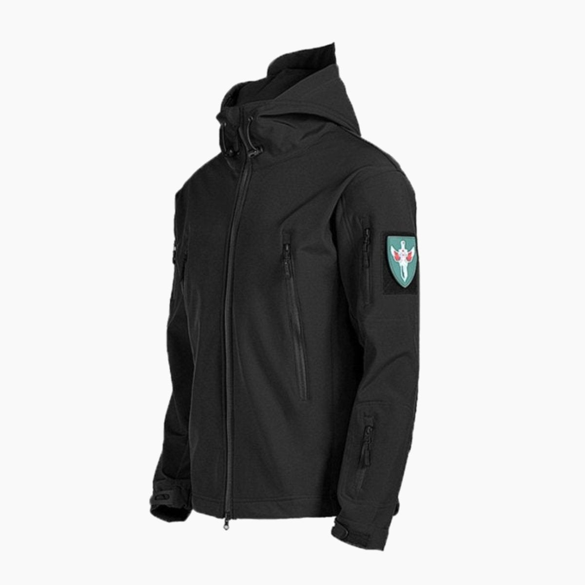 Vandtæt sæt til ekstreme vejrforhold, inkl. jakke og bukser i holdbart materiale for udendørsaktiviteter.