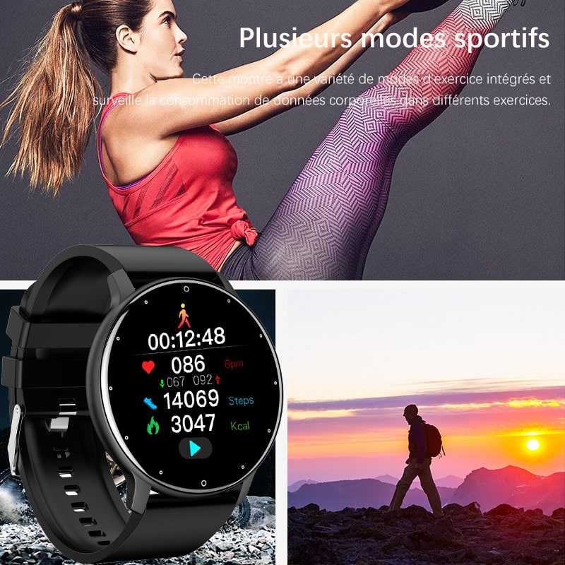 "Vandtæt SmartWatch med justerbar sportsrem, IP67 klassificeret. Forbundet til Android/iOS. Holdbar og stilfuld til aktive li