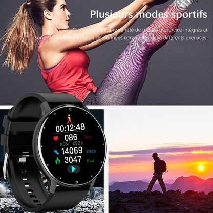 "Vandtæt SmartWatch med justerbar sportsrem, IP67 klassificeret. Forbundet til Android/iOS. Holdbar og stilfuld til aktive li