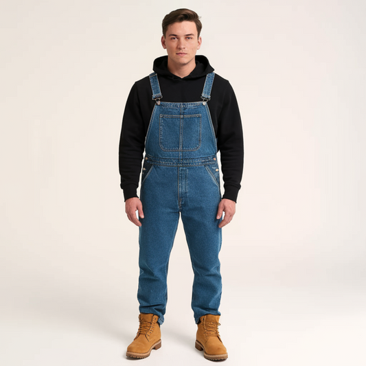 "Vintage denim overall til herrer med justerbare stropper og rummelige lommer i åndbar, fade-resistent stof"