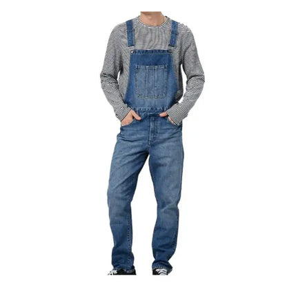 "Vintage denim overall til herrer med justerbare stropper og rummelige lommer i åndbar, fade-resistent stof"