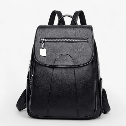 "Vintage læder rygsæk i blødt brun læder med polstrede stropper og rummelig indretning, perfekt til stilfulde rejser."