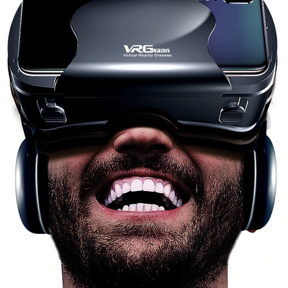 "VR-briller med bred skærm og integrerede hovedtelefoner for en fordybende 3D-lydoplevelse, perfekt til gaming."